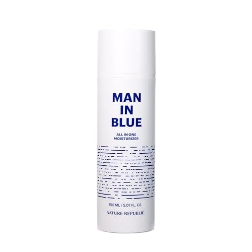 Nature Republic Man In Blue All In One Moisturizer - Daily Fresh Facial Lotion, Korean Natural Hydrating Simple Skin Care For Men Dry Beard Face, Rich, Lightweight, Aftershave, 150ml/5.07 Fl.Oz.