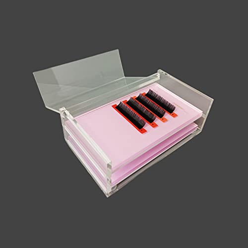 2-Tier Eyelash Extension Pallet with Dustproof Cover | Acrylic Lash Holder