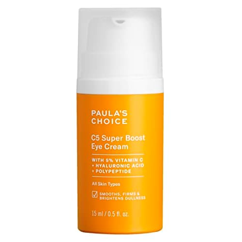 Paula's Choice C5 Super Boost Eye Cream for Dark Circles, Puffy Eyes, Fine Lines & Crow¡¯s Feet, Eye Repair Cream with 5% Vitamin C, Hyaluronic Acid & Peptides, Fragrance Free, 0.5 fl oz