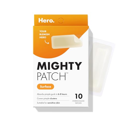 Mighty Patch Surface Large Acne Patches, 10 Count Hydrocolloid Strips