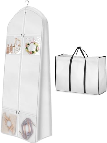 MISSLO 70" Wedding Dress Garment Bag with Tote & 4 Pockets
