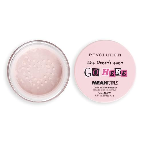 Revolution Beauty, Mean Girls x Revolution Loose Baking Powder, Makeup & Setting Face Powder, Includes Powder Puff, Vegan & Cruelty-Free, Cherry Pink, 0.11 oz