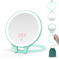 Mocado Green Travel Lighted Makeup Mirror 1X/20X Magnification, Rechargeable