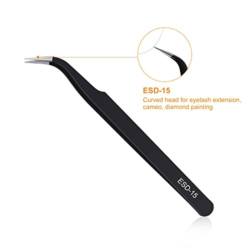 Kaverme 3PCS Precision Tweezers Set - Anti-Static Stainless Steel for Electronics & Crafts