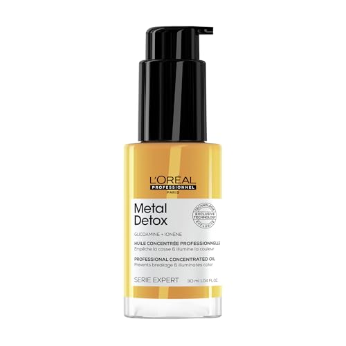 L'Oreal Professionnel Metal Detox Leave-In Oil - Detoxifies, Prevents Damage and Prolongs Hair Color With Shine