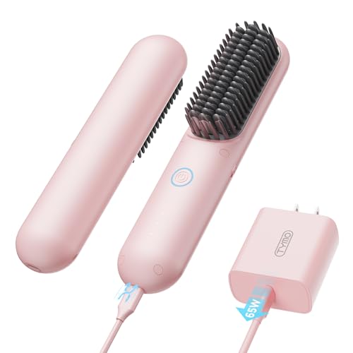 TYMO Cordless Hair Straightener Brush - Portable Ionic Hot Comb