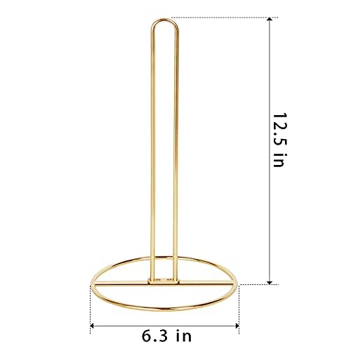 Gold Paper Towel Holder Countertop, OBODING, Kitchen Paper Towel Stand Holder for Kitchen Organization and Storage, Paper Towel Holders for Standard and Large Size Rolls (Gold)