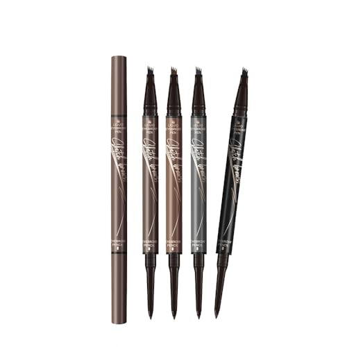3 Packs 2-in-1 Dual-Ended Waterproof Eyebrow Pencil with 4-Fork-Tip Brow Pen and Precise Brow Pencil Create Natural Hair-Like Brows, with Dual-ended Eyebrow Brush (3# Dark Gray)