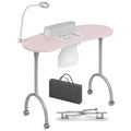 TABU Pink Foldable Manicure Nail Table with LED Lamp and Dust Collector