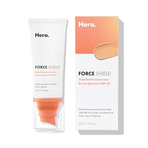 Force Shield Superlight Apricot Sunscreen from Hero Cosmetics - Broad Spectrum Everyday Mineral SPF 30 with Apricot Pigments - No Added Fragrance, No Sulfates, No Parabens (50 ml)