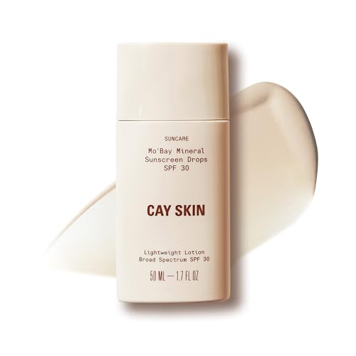 Cay Skin Mo'Bay Mineral Sunscreen Drops SPF 30 ? Broad Spectrum Face Sunscreen & Makeup Primer w/Sea Moss ? Lightweight, Moisturizing Reef Safe Lotion with Natural Finish for All Skin Types ? 1.7 oz.