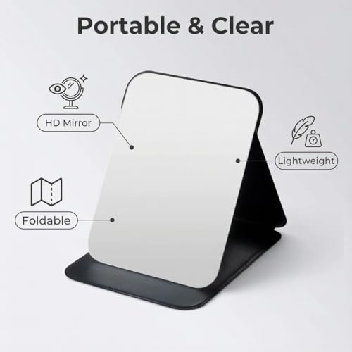 Ultra-Thin Pocket Mirror with PU Leather Cover - Dual-Sided