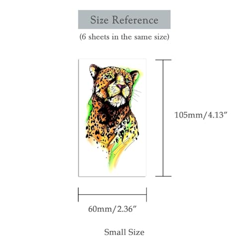 6 Sheets Tiny Small Temporary Tattoos For Women Men Finger Hands Neck Wrist Face, Cute Long Lasting Cartoon Fake Tattoo Stickers For Kids Boys Girls Leopard Tiger Lion Sunflower Butterfly
