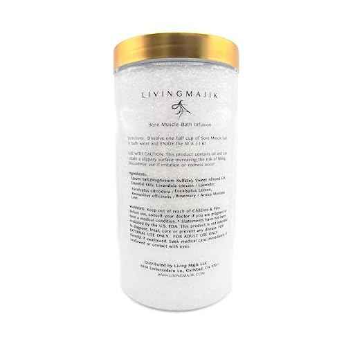 The Salt 32 oz - All-Natural Sore Muscle Bath Infusion with Epsom Salt, Essential Oils, Arnica & Hydrating Sweet Almond Oil | Ideal for Muscle Pain, Tension & Stress Relief.