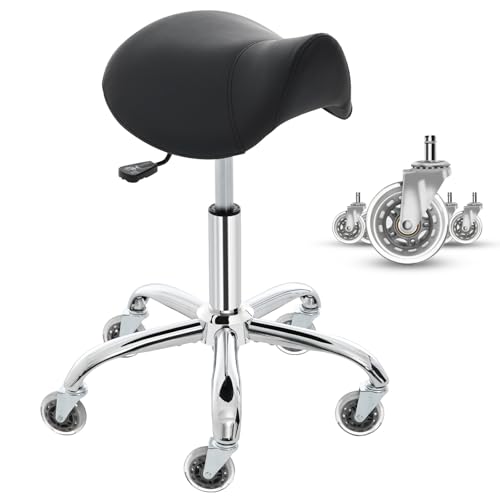 Ergonomic Saddle Stool with 360° Swivel & Height Adjust