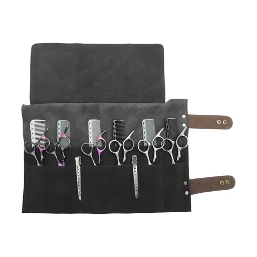 VOCOSTE Barber Scissors Bag Roll-Up, 12-Pocket Salon Tool Pouch