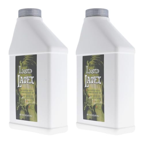 Liquid Latex for Special Effects (2 Pack Set) 16 Oz EACH! Skin-Safe, Dries Clear, Easy Application, for Halloween, Cosplay, Zombie SFX and Movie Makeup