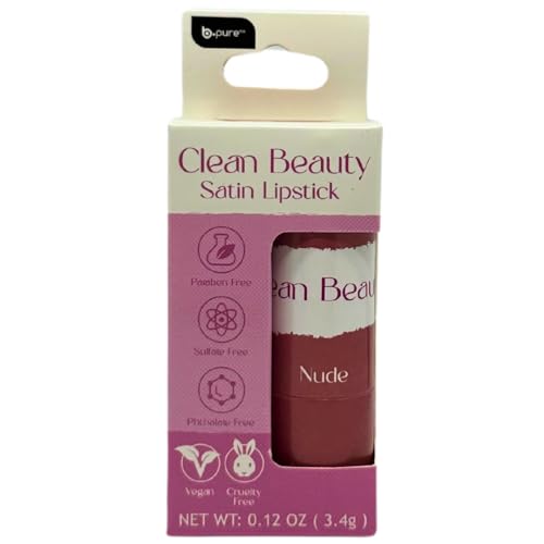 b.pure Clean Beauty Satin Lipstick Nude .12 oz