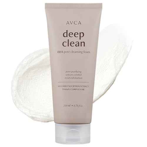 AVCA BHA Pore Cleansing Foam - Korean Facial Cleanser, Face Wash, Daily Dead Skin Care for All Skin type Facial Wash, Face Cleanser with BHA, Korea Skincare (200ml/6.76 fl.oz)