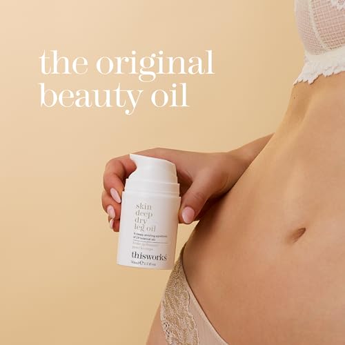 THISWORKS Skin Deep Dry Leg Oil ? 100% Natural Body Oil Moisturizer with 13 Essential Oils & 6 Cold-Pressed Plant Oils, Hydrates & Nourishes Dry Skin, 1.7 oz / 50ml