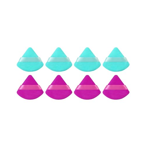 Freeman Mother Puffer Powder Puff 8 Count Set, Makeup Puffs For Pressed or Loose Powder, Velvet Material, Cloud Skin, Triangle Powder Puffs With Finger Band For Setting & Baking, Vegan & Cruelty-Free