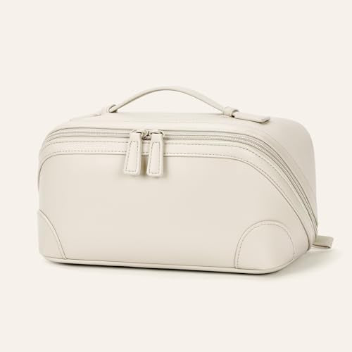 Large Beige Travel Toiletry & Makeup Bag for Women - Mibasies