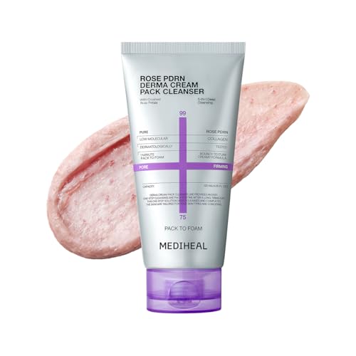 Mediheal Derma Cream Pack Cleanser [Rose PDRN] - 1 Minute Mask to Foam Cleanser - Deep Cleansing Effect - Deep Pore Purifying & Smooth Texture Care - Hydrating & Non-Irritating Formula (4.06 fl. oz.)