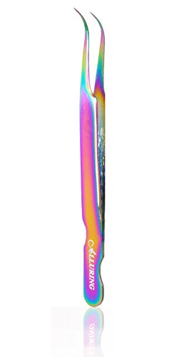 Alluring Rainbow Multi-Color Tweezers for Eyelash Extension (Strong Curved)