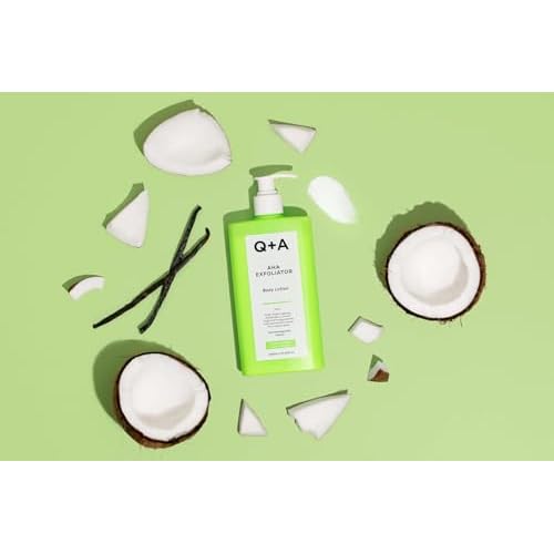 Q+A AHA Exfoliator Body Lotion (250ml), Exfoliating, Smoothing Body Moisturizer with Lactic Acid, Glycolic Acid and Fruit AHAs, Body Butter Alternative, Vegan Body Care