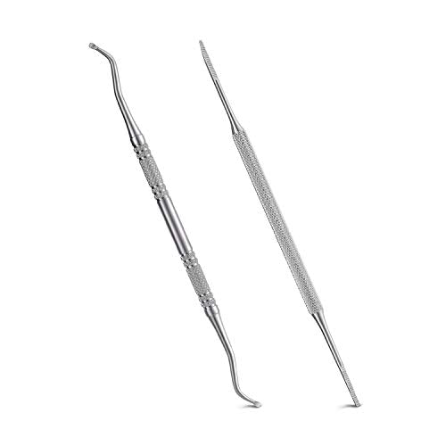 Silver Ingrown Toenail File and Lifter Kit - Stainless Steel Pedicure Tools with Storage Case