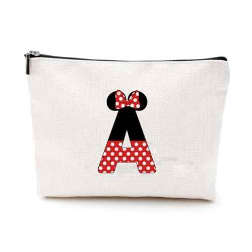 Cute Cartoon Mouse Gifts Initial A-Z Personalized Makeup Bag Monogrammed Cosmetic Bags Magic Mouse Stuff Funny Mouse Themed Gifts Mouse Lover Gifts Wizard Gifts Birthday Gifts for Women Girls (A)