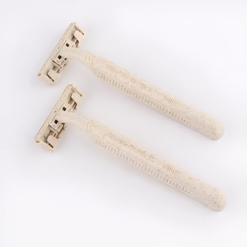 Disposable Razors Bulk for Men & Women ? Twin Blade Unisex Shavers ? Eco-Friendly, Biodegradable, Non-Toxic, Made from Recycled Wheat Straw 50 Count (Pack of 1) (50)