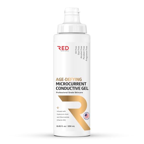Age-Defying Microcurrent Conductive Gel with Hyaluronic Acid & Niacinamide (Vitamine B3), 8.45 fl oz - Long-Lasting, Non-Greasy, Hypoallergenic - 1 Bottle, 8.45 fl oz / 250mL