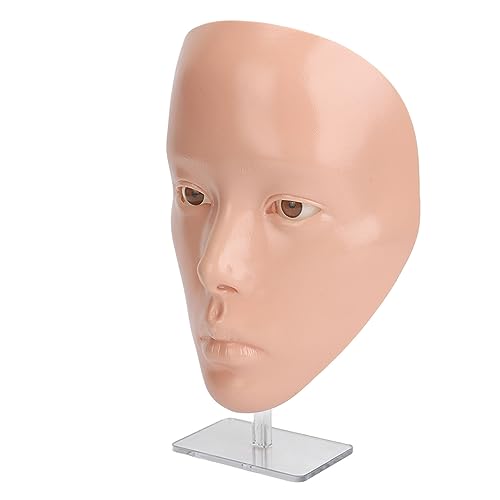 3D Reusable Makeup Practice Mannequin Face, Silicone Full Face for Eyelash and Eye Shadow Practice, Ideal for Emerging Makeup Artists and Girl's Gift (Skin)