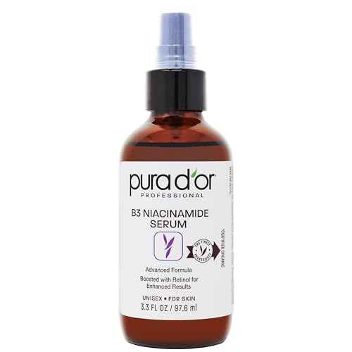PURA D'OR 3.3 Oz B3 Niacinamide Advanced Facial Serum - Skin Care Formula with Retinol For Wrinkles, Hydration & Radiant Complexion - All Skin Types, Hypoallergenic - Women & Men