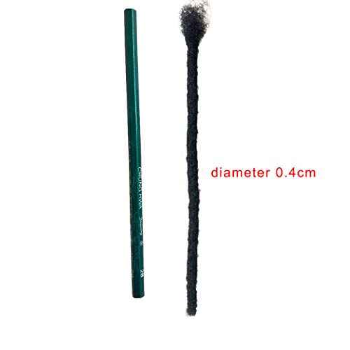 Human Hair Permanent Dreadlocks Extension Handmade Locs Small Size(diameter 0.4cm) 20 Strands/pack 12inch Jet Black #1
