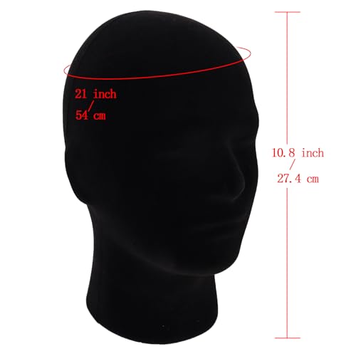 Black Velvet Foam Mannequin Head for Wig Display & Styling