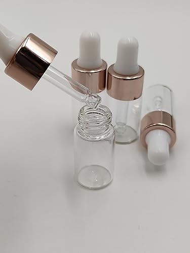 15-Pack 3ml Glass Dropper Bottles with Rose Gold Caps
