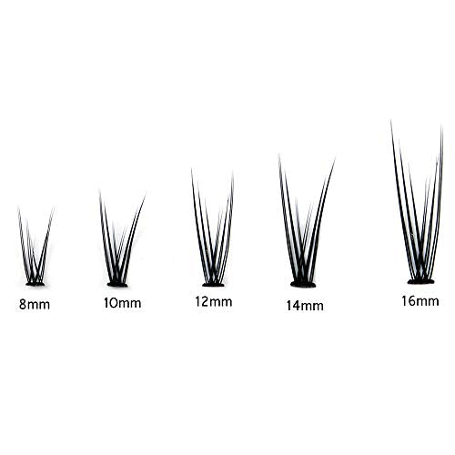 1Tray,400-count Beauty Nature Long Fishtail Style Individual Fake False Eyelashes Clusters Mixed 8-16mm High Volume 3D Eye Lashes Extensions Makeup Tools (8-16MM)