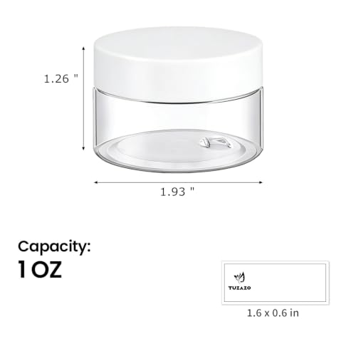 4 Pack 1 Oz Small Plastic Jars with White Lids - Refillable Cosmetic Containers