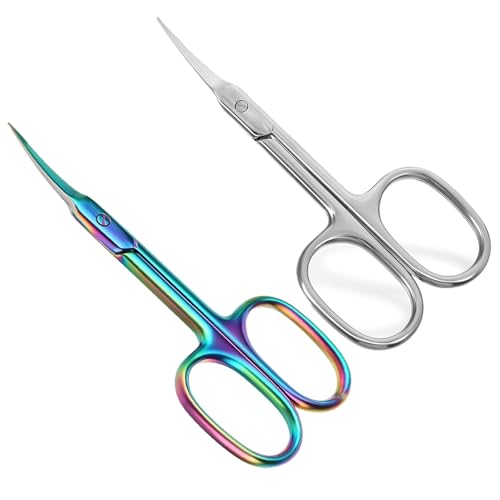 Stainless Steel Curved Eyebrow Scissors 2-Pack - Nail & Cuticle Trimmer