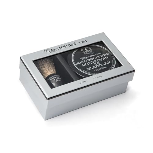 Taylor of Old Bond Street Black Pure Badger Shaving Brush and Jermyn St. Shaving Cream Bowl 150g Gift Set 2 pc shave set