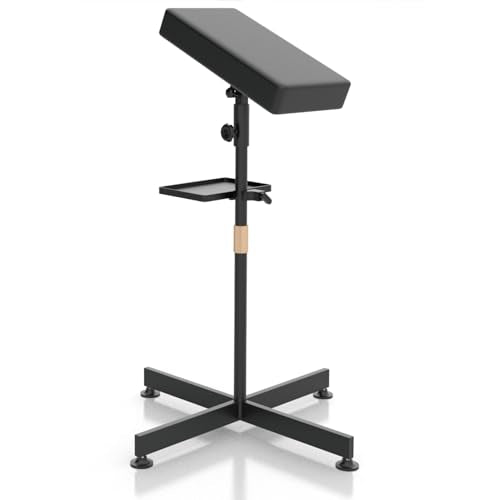 ZHOOGE Tattoo Armrest Stand with Tray, 26-38in Height, 360° Rotation