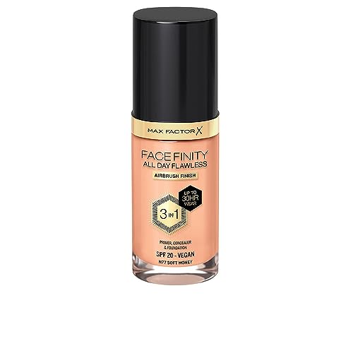 Max Factor Face-Finity All Day Flawless 3 In 1 SPF 20 Foundation Makeup for Women, No. 77 Soft Honey, 30ml