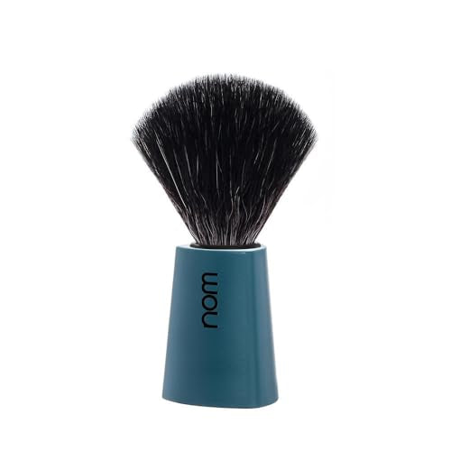 NOM Carl Shaving Brush | Vegan Shave Brush for Shaving soaps and creams | sustainable eco-friendly and reusable |Exfoliating Shaving Brush | Petrol Blue handle