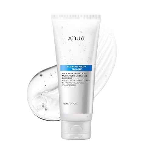 ANUA Moisturizing Gentle Gel Cleanser, Hyaluronic Acid, Squalane, Ceramide, Foaming Facial Korean Cleanser, pH Balance, Daily Hydrating Face Wash, Korean Skincare (150ml/5.07fl oz.)