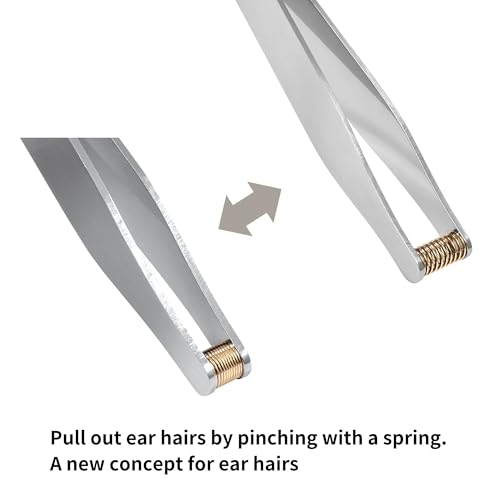 Seki Japan Ear Hair Trimmer Clipper Cutter Tweezers Shape with Spring Safe Design for Hair Removal, Japanese Stainless Steel
