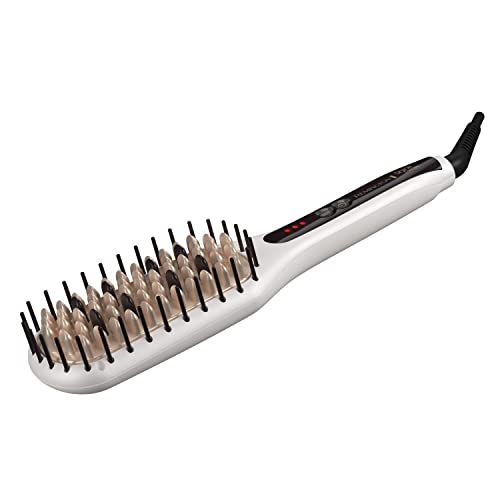 Remington Shine Therapy Hair Straightener Thermal Brush - Ceramic Infusion Technology, Argan Oil & Keratin Infused, One Pass Hair Straightener Brush with 7 Precision Heat Settings, Cool Tip Bristles