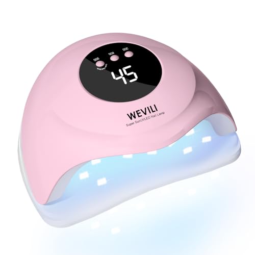 WEVILI Pink UV LED Nail Lamp - 72W Gel Polish Curing Light with 24 Beads & Auto Sensor