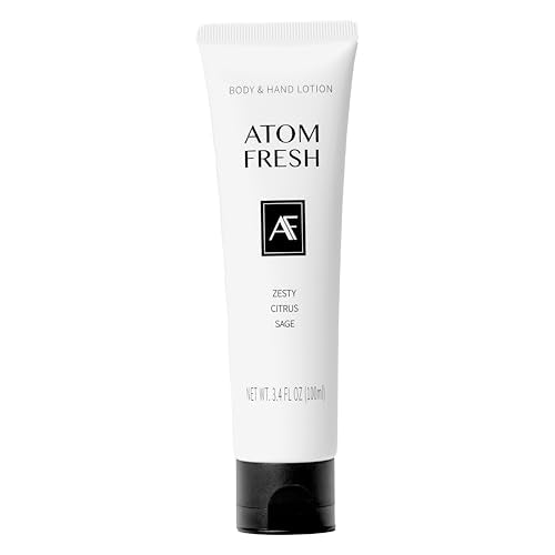 Atom Fresh Natural Vegan Body & Hand Lotion ? Sweet Jam Jasmine ? Intensive Hydration, Firming & Skin Barrier Strength ? Radiant Glow, Non-Greasy ? 13.5 fl oz (100g) (100g, Zesty Citrus Sage)
